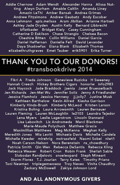 Trans Book Drive Donors 